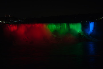Waterfall Red Green Blue Niagara Falls Ontario Canada