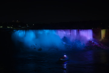 Waterfall Blue Purple Yellow Niagara Falls Ontario Canada Boat
