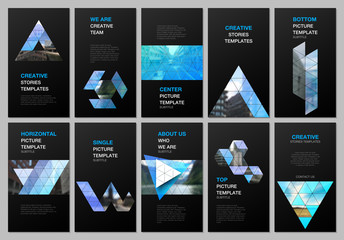 Creative social networks stories design, vertical banner or flyer template with triangular design background, triangle style pattern. Covers design templates for flyer, leaflet, brochure, presentation