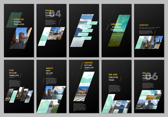 Creative social networks stories design, vertical banner or flyer templates with colorful gradient geometric background. Covers design templates for flyer, leaflet, brochure, presentation, advertising