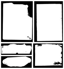 Set of grunge frames. Abstract vector black template. Distressed border frames. 