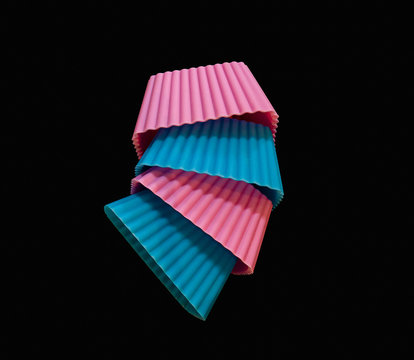 Formas coloridas de silicone. Varias formas de silicone, azul, rosa, deitadas isolada em fundo preto. Arte, ilustra&ccedil;&atilde;o, designer, uso para cozinha, receitas fitness. Doceira, padarias, confeitarias.  