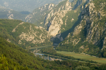 Fototapeta na wymiar Aerial view of canyon of the Cetina River in Croatia