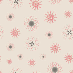 Abstract seamless pattern illustration of snowflakes.