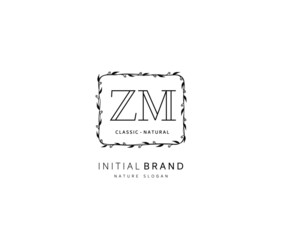 Z M ZM Beauty vector initial logo, handwriting logo of initial signature, wedding, fashion, jewerly, boutique, floral and botanical with creative template for any company or business.