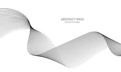 Abstract wave element for design. Digital frequency track equalizer. Stylized line art background. Vector illustration. Wave with lines created using blend tool. Curved wavy line, smooth stripe.