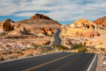Road through Valley of Fire State Park, Nevada, USA