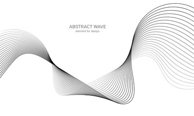 Fototapeta premium Abstract wave element for design. Digital frequency track equalizer. Stylized line art background. Vector illustration. Wave with lines created using blend tool. Curved wavy line, smooth stripe.