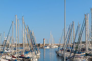 Fototapeta na wymiar Sailboats in French in harbour