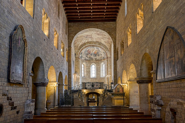 Prague, Czech Republic - May 8, 2019 - The interior of St. George’s Basilica inside of the Prague...