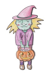 Happy haloween design element for your design. Witch
