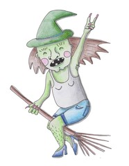 Happy halloween design element for your design. Witch
