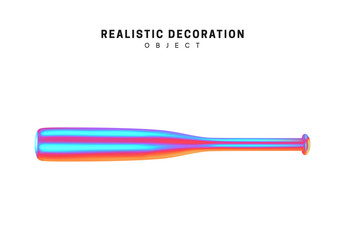 Sports baseball metal bat with gradient holographic color of hologram