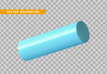 3d blue Geometric Shapes Objects round steel, bar, metal round timber. Realistic geometry elements on metallic color gradient. Render Decorative figure for design. vector illustration