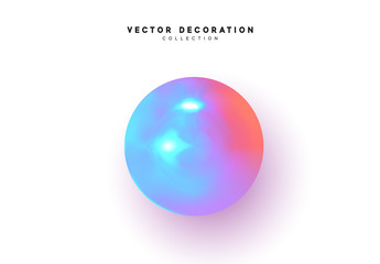 Design 3d object round sphere, ball with gradient holographic color of hologram. vector illustration