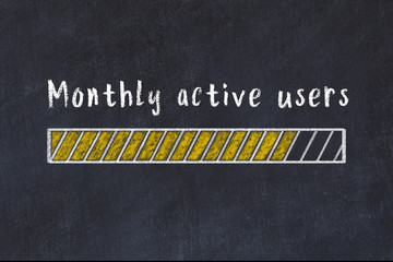 Chalk drawing of loading progress bar with inscription monthly active users