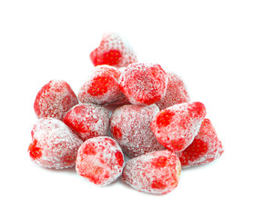 frozen strawberries an isolated on white background