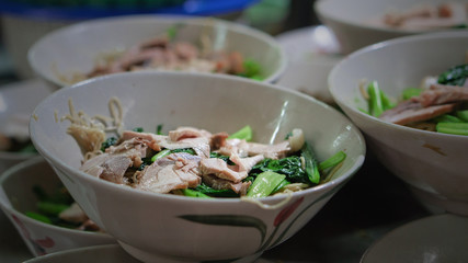 food background of barbeque pork noodle