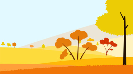 hill trees autumn illustration. Element of color autumn