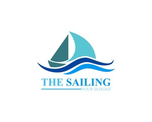 Fototapeta na wymiar Sailing boat ocean wave logo template vector