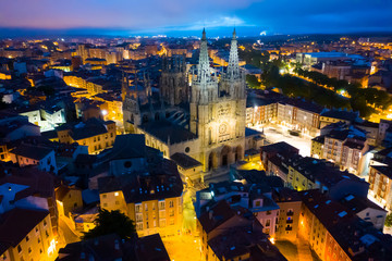 Burgos cityscape at night, Spain - obrazy, fototapety, plakaty