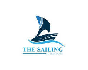 Fototapeta premium Sailing boat ocean wave logo template vector
