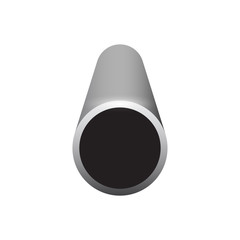 Steel or iron pipe product vector icon.  Hollow structural section (HSS) or round or hollow cylinder profile shape. Used as framing, truss structure in engineering, construction and building material.