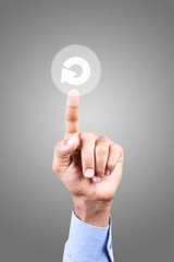 Hand pushing reload button on a interface