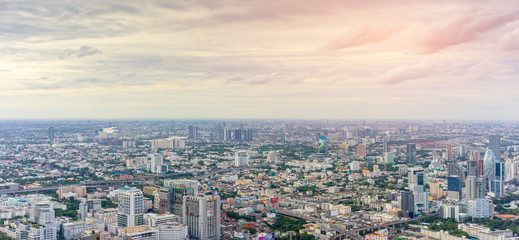 Aerial view of Bangkok City, downtown.