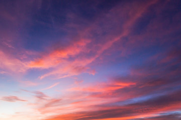 Fototapeta na wymiar Twilight sky in the evening with colorful sunlight