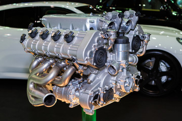 Supercar engine in Bangkok motor show, Thailand
