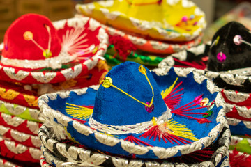 Fototapeta na wymiar El sombrero de charro mexicano, es un sombrero popular de la cultura mexicana, usado principalmente por los jinetes conocidos como charros, y actualmente por los mariachis
