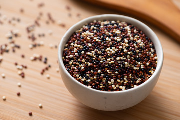 Fototapeta na wymiar Set of quinoa Red, white and brown quinoa.