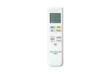 Air conditioner remote control on white background with clipping path.