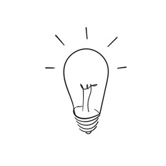 handdrawn Light Bulb line icon design template doodle