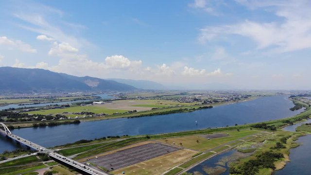 木曽三川　長良川　木曽川　堤防　岐阜県　三重県　ドローン空撮