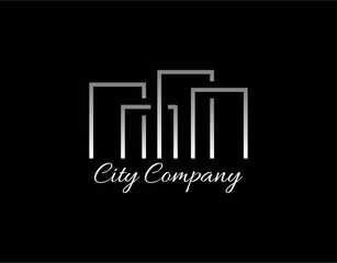 Luxury and Modern Logo of Real Estate and Apartment.Design with Simple Monoline Vector Illustration. Isolated on Black Background. Suitable for Property, Real Estate Company & Corporate Sign & Symbol.