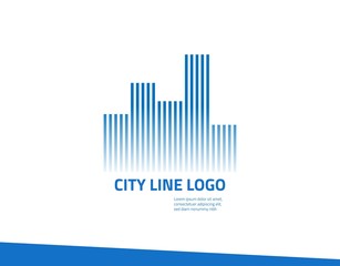 Fototapeta premium City and Building Logo with Simple and Modern Concept.Designed with a Gradient Blue of Lines; Isolated on White Background.Suitable for Real Estate, Hotel, Apartment Company & Corporate Sign & Symbol.