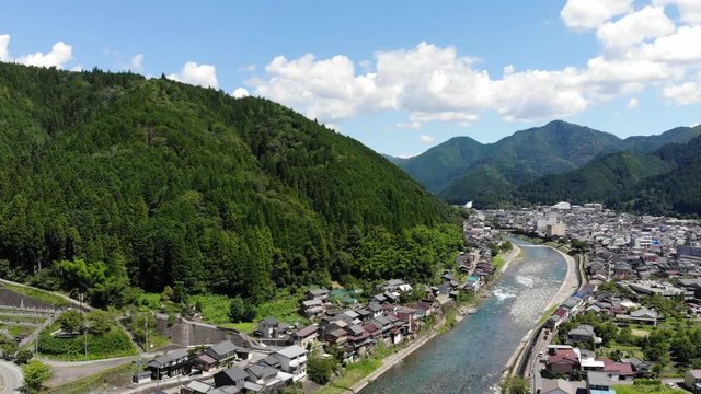 長良川　吉田川　岐阜県郡上市　日本　ドローン空撮