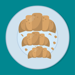croissant on the plate for pastry food concept vector illustration