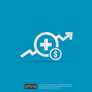 expensive health medicine cost concept. healthcare spending or expenses. Flat design vector illustration.
