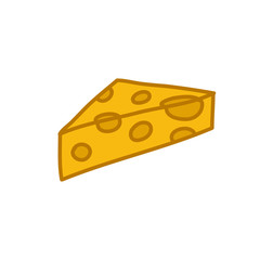 cheese doodle icon, vector color illustration