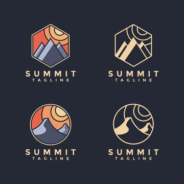 Minimalist summit landscape logo set