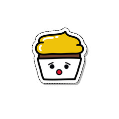 cupcake doodle icon, vector color illustration