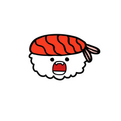 emoji sushi doodle icon, vector illustration