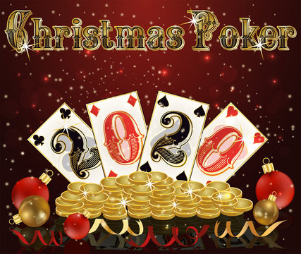 Christmas Poker wallpaper, New 2020 Year, vector illustration