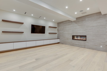 Interior design of a modern living room in the newly built house or apartment, hotel room without furniture