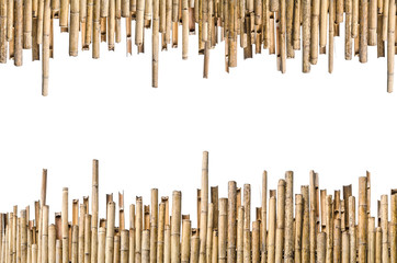 bamboo fence with copy space isolated on white background