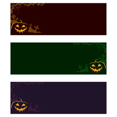 Halloween theme invitation card vector set of 3
