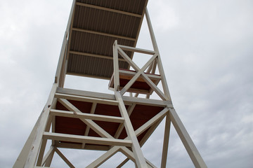 Rescue tower at the beach. Rescue tower.